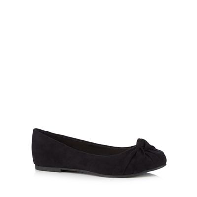 Black knot detailed wide fit flat shoes